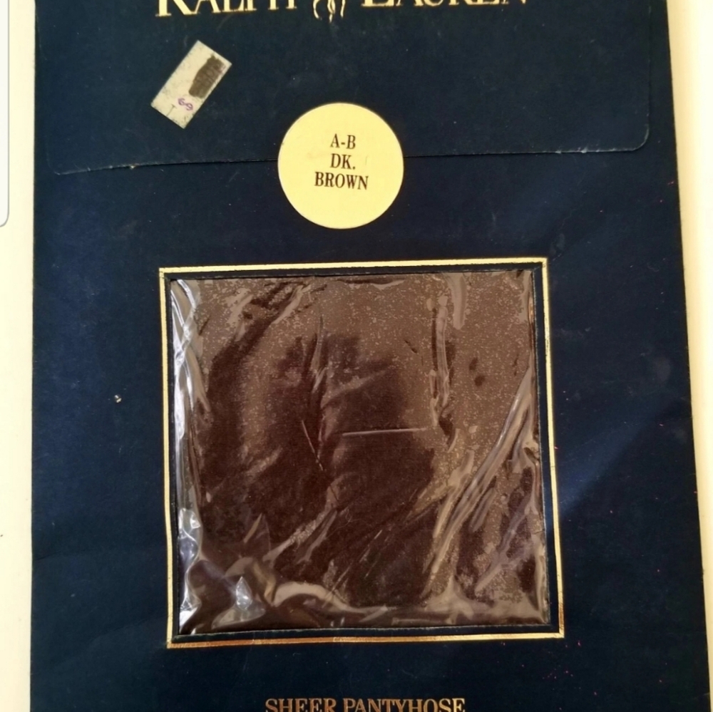 Vtg NIP Ralph Lauren Discontinued Sheer Pantyhose Dark Brown Sz A-B 4'10-5'3"